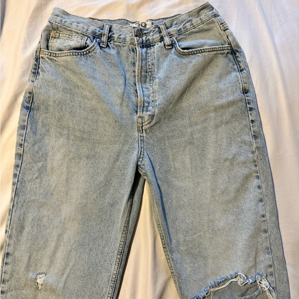 Free people ripped mom jeans light wash
